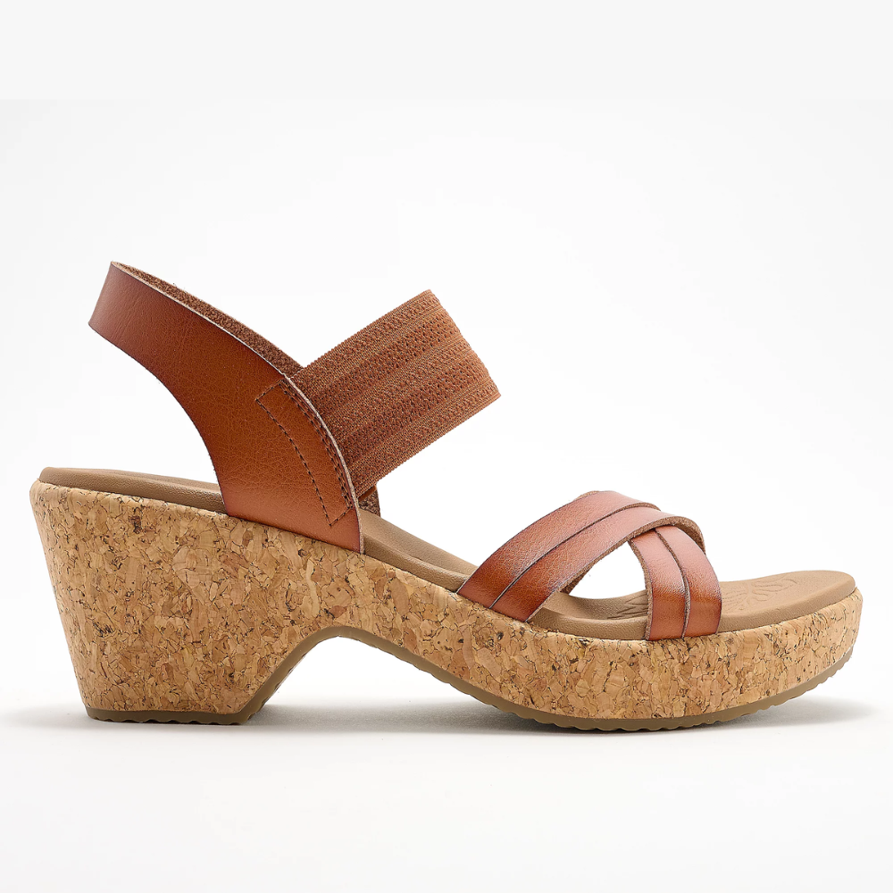Sandalias de cuña cómodas para mujer con tiras cruzadas, plataforma de corcho y estilo de slingback elástico