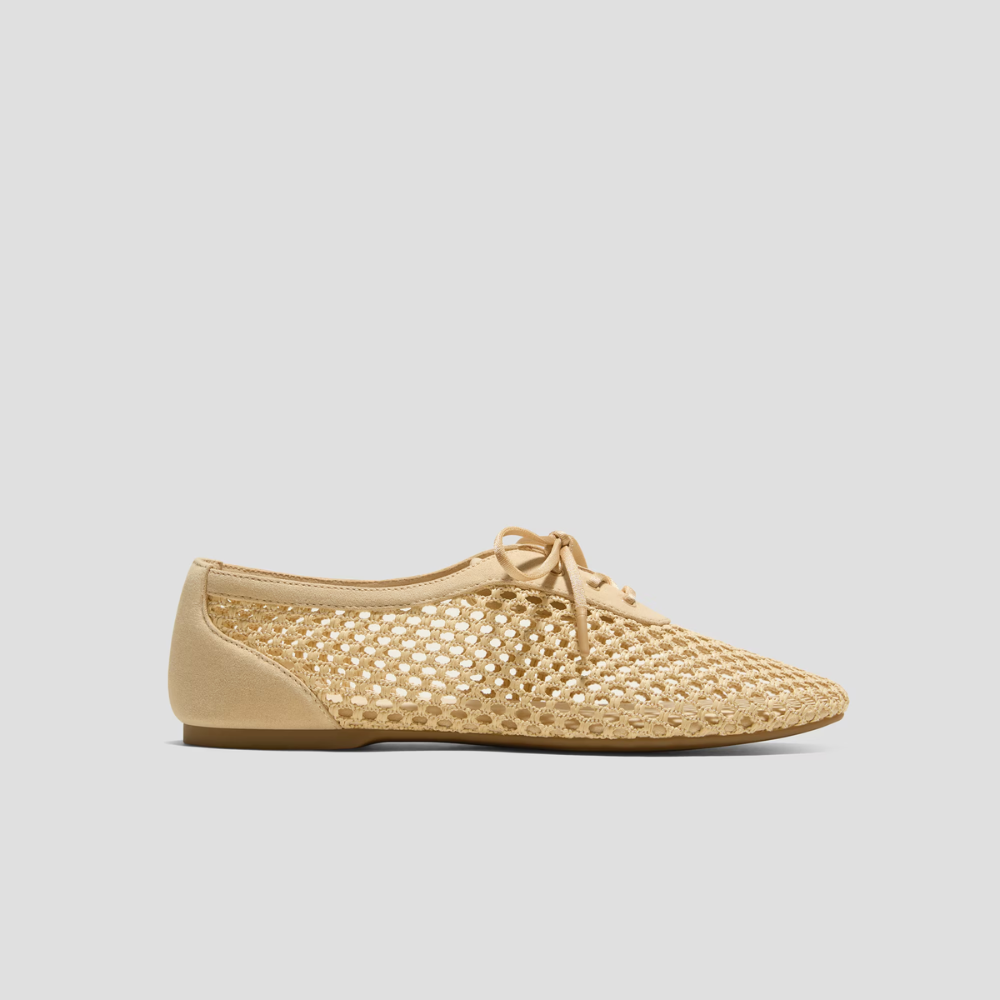 Bailarinas Tejidas Sin Esfuerzo para Mujeres con Punta Cuadrada, Cordones y Estilo Slip On de Malla