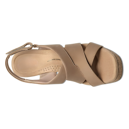 Sandalias de Tacón Cómodas para Mujeres con Correa Cruzada y Tacón de Corcho Estilo Slingback