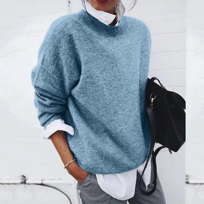 Suéter de Punto Cómodo para Mujeres con Cuello Alto, Manga Larga, Estilo Oversized y Relajado