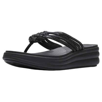 Chanclas Cómodas para Mujeres con Tira Trenzada, Suela de Cuña Acolchada, Estilo Thong