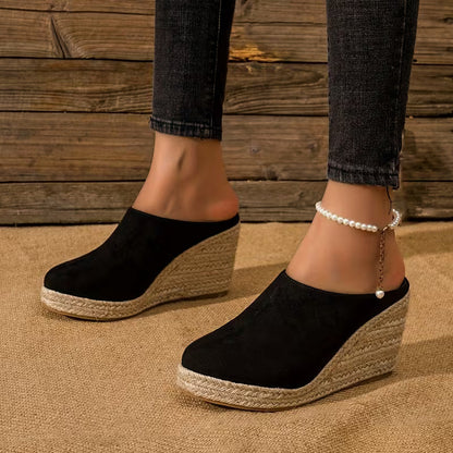 Mules Elegantes para Mujeres con Punta Cerrada Estilo Plataforma de Espadrille