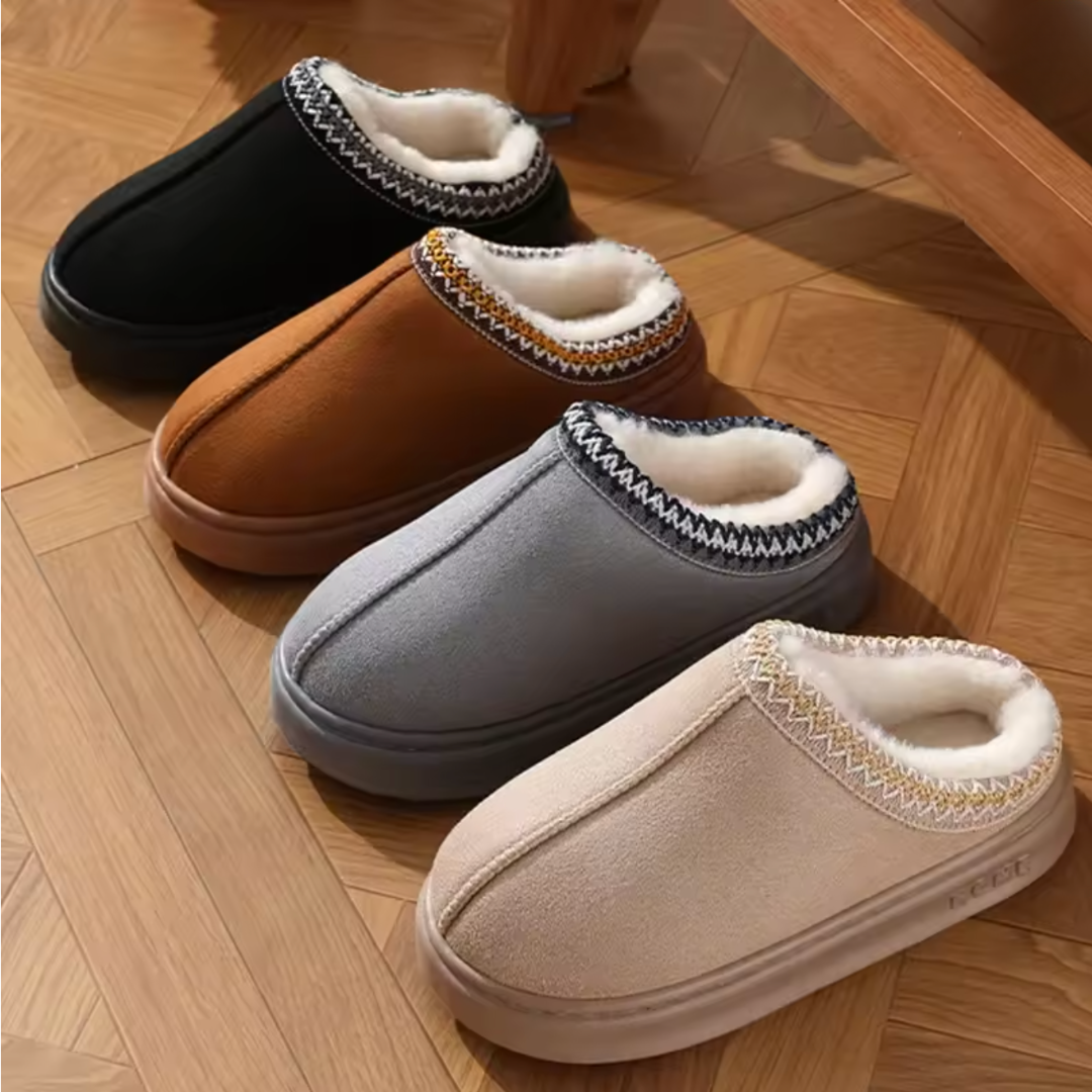 Zapatillas Cómodas para Mujeres con Cuello de Piel Sintética y Acabado Trenzado Estilo Mule sin Talón
