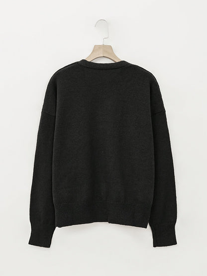 Suéter Cardigan Cómodo para Mujeres con Cuello en V, Manga Larga, Botones en la Parte Delantera, Estilo Relajado y Oversized