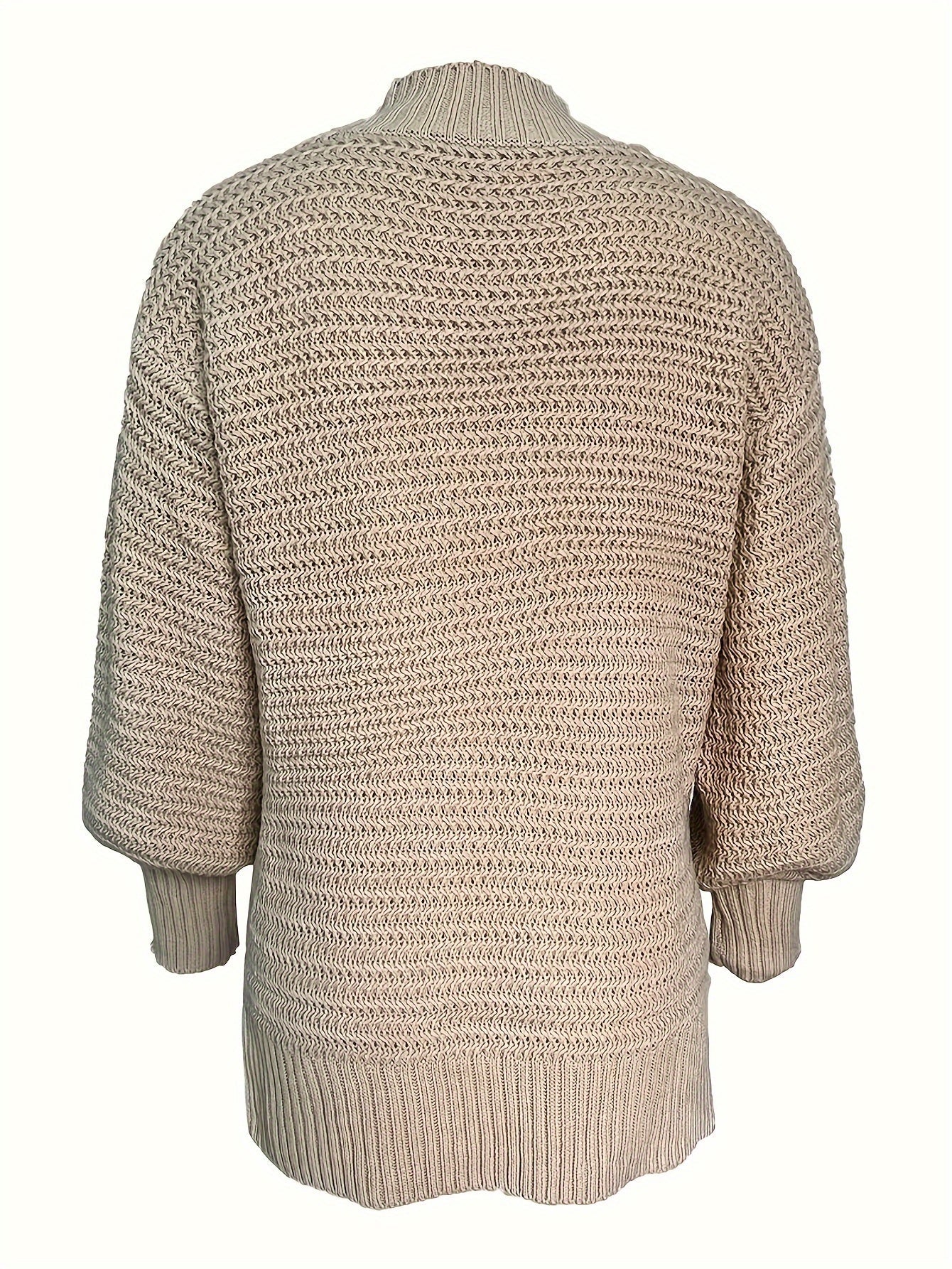 Suéter de Punto Texturizado Cómodo para Mujeres con Cuello Alto y Manga Larga en Estilo Relajado y Oversized