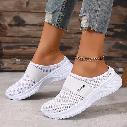 Deslizador Cómodo para Mujeres con Punta Cerrada de Malla Transpirable y Diseño Sin Talón