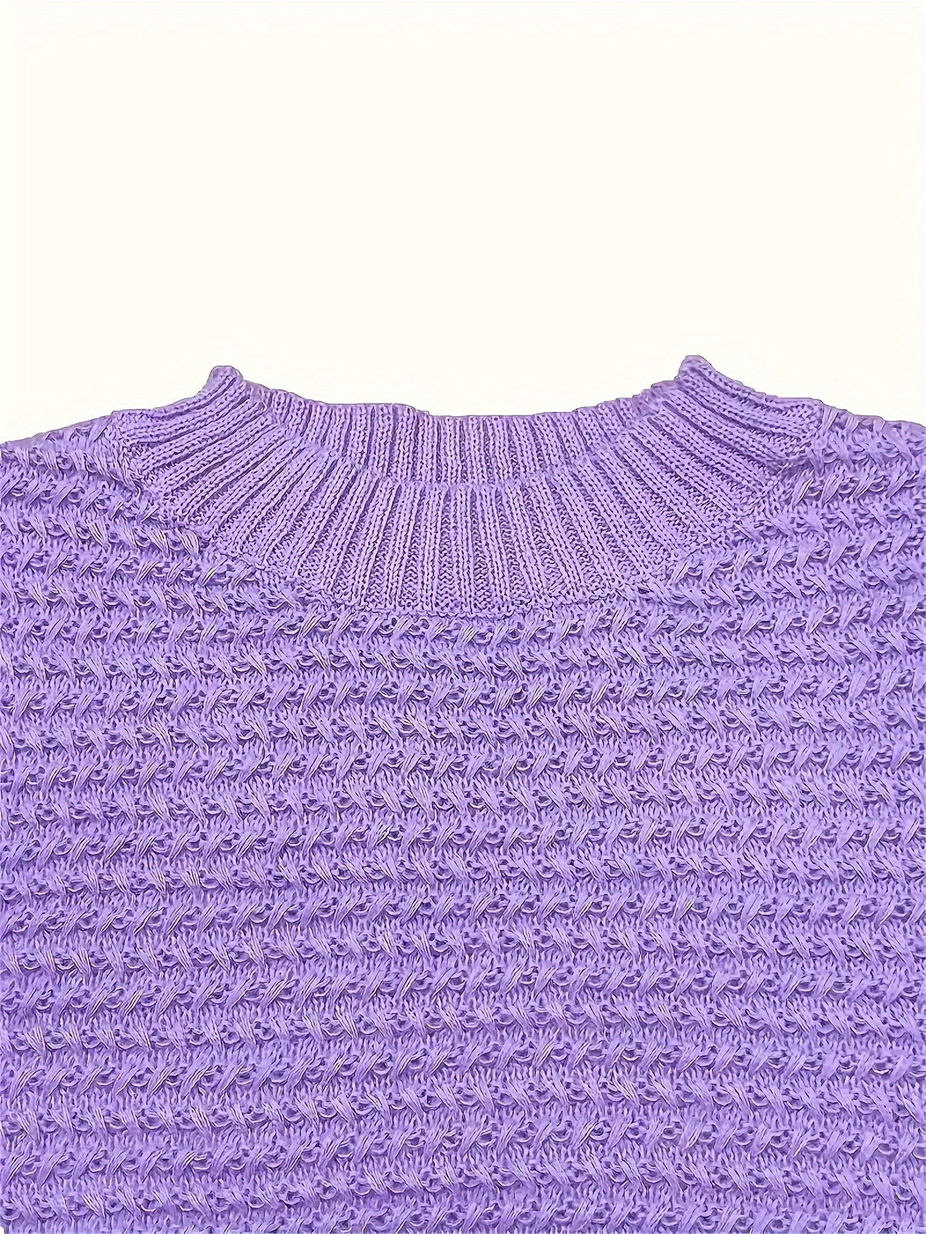 Suéter de Punto Texturizado Cómodo para Mujeres con Cuello Alto y Manga Larga en Estilo Relajado y Oversized