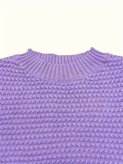 Suéter de Punto Texturizado Cómodo para Mujeres con Cuello Alto y Manga Larga en Estilo Relajado y Oversized