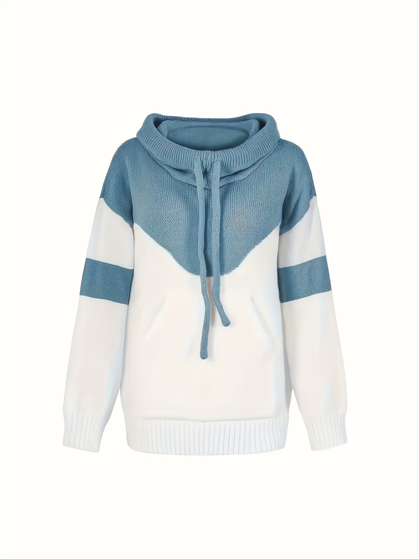 Suéter Colorblock Cómodo para Mujeres con Cuello Cowl de Manga Larga, Estilo Relajado y Oversized