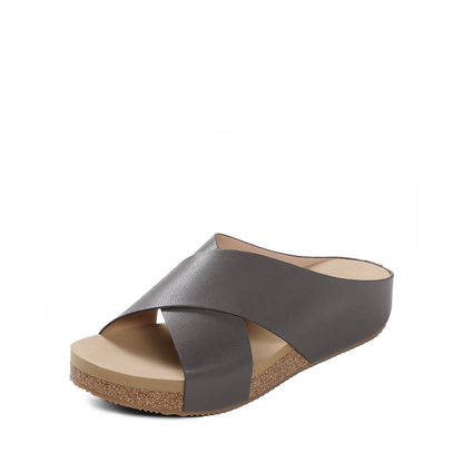 Sandalias de Slide Cómodas para Mujeres con Correa Cruzada y Punta Abierta, Plantilla de Corcho, Estilo Slip On