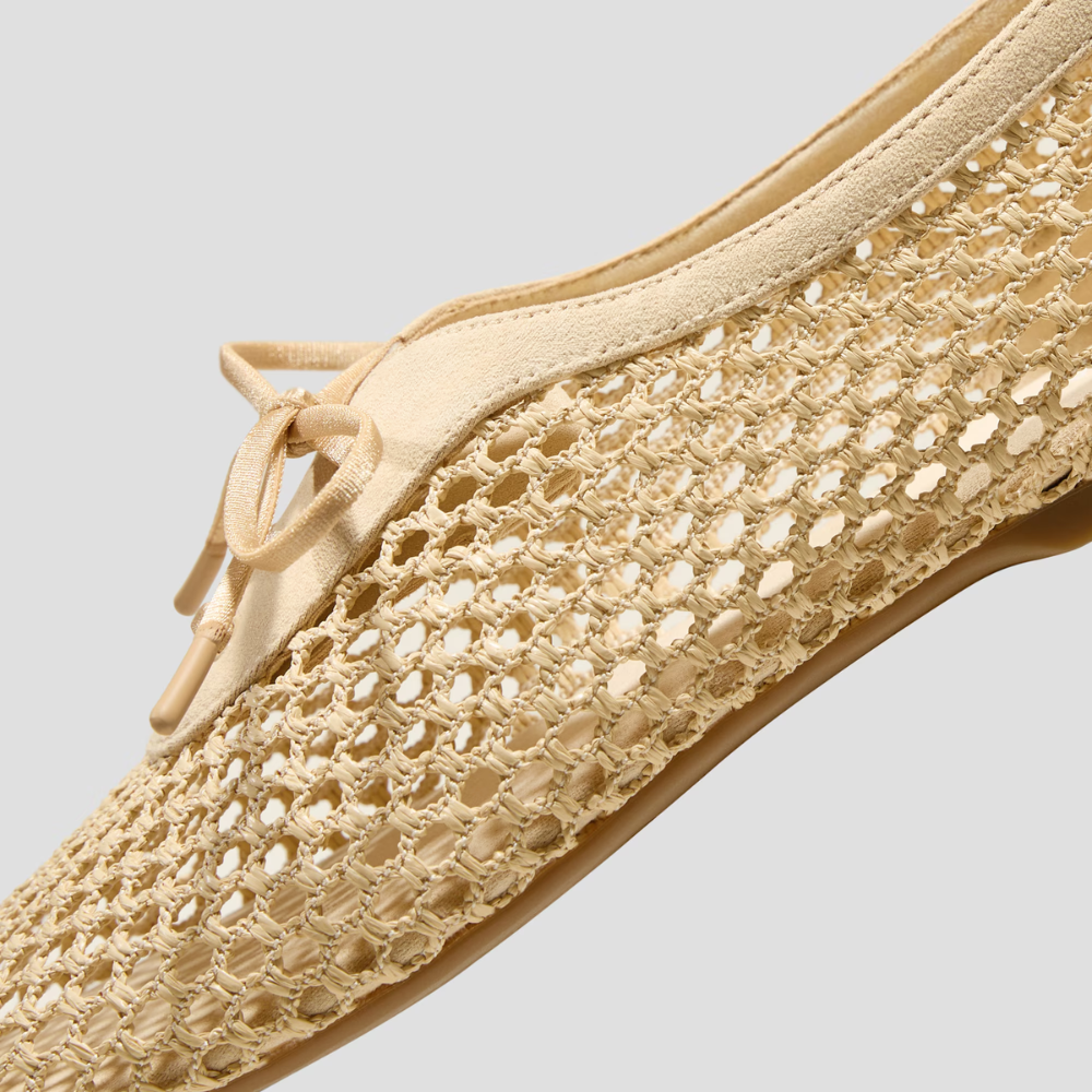 Bailarinas Tejidas Sin Esfuerzo para Mujeres con Punta Cuadrada, Cordones y Estilo Slip On de Malla