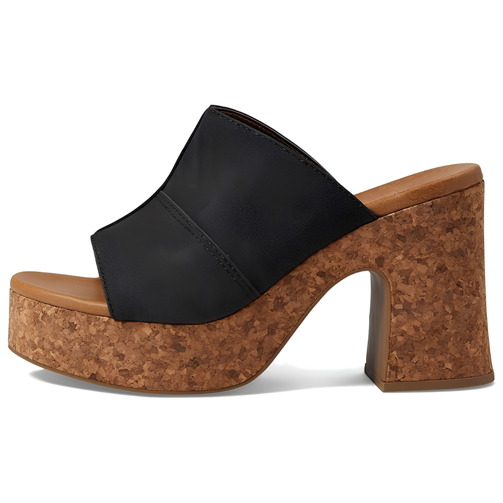 Mules Cómodos con Tacones para Mujeres con Plataforma de Corcho y Tacón Bloque Abierto