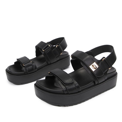 Sandalias de Plataforma Elegantes para Mujeres con Dos Correas y Hebilla en el Tobillo, Estilo Chunky
