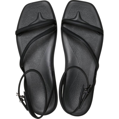 Sandalias Cómodas con Tiras para Mujeres con Bucles delgados en los Dedos y Hebilla en el Tobillo, Estilo Minimalista Plano