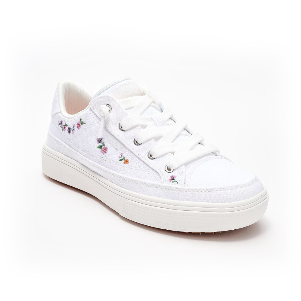 Zapatillas Cómodas para Mujeres con Bordado Floral en Lona y Estilo Bajo con Cordones