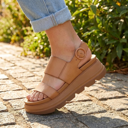 Sandalias de Plataforma Cómodas para Mujeres con Doble Correa Ancha y Suela Chunky