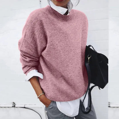 Suéter de Punto Cómodo para Mujeres con Cuello Alto, Manga Larga, Estilo Oversized y Relajado
