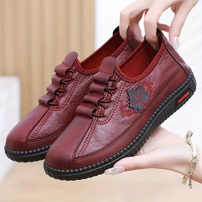 Zapatos Cómodos de Cordones para Mujeres con Panel Floral Embosado, Suela Blanda y Antideslizante, Estilo Plano