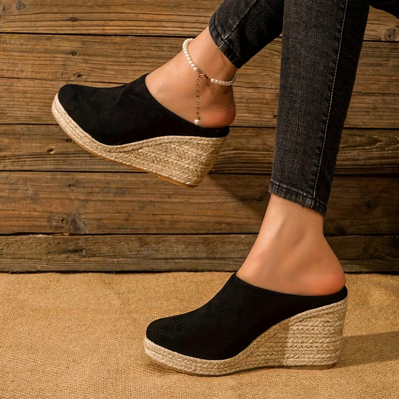 Mules Elegantes para Mujeres con Punta Cerrada Estilo Plataforma de Espadrille