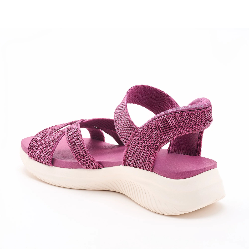 Sandalias Cómodas para Mujeres con Correa de Estiramiento Tejida, Suela Acolchada y Hebilla en el Tobillo, Estilo Deportivo