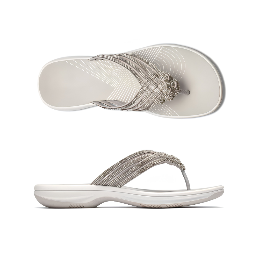 Chanclas Cómodas para Mujeres con Tira Trenzada, Suela de Cuña Acolchada, Estilo Thong
