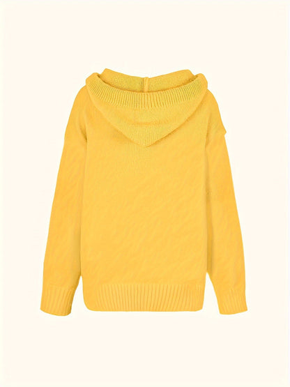 Suéter de punto cómodo para mujeres con cuello de capa, manga larga, cordón y estilo oversized