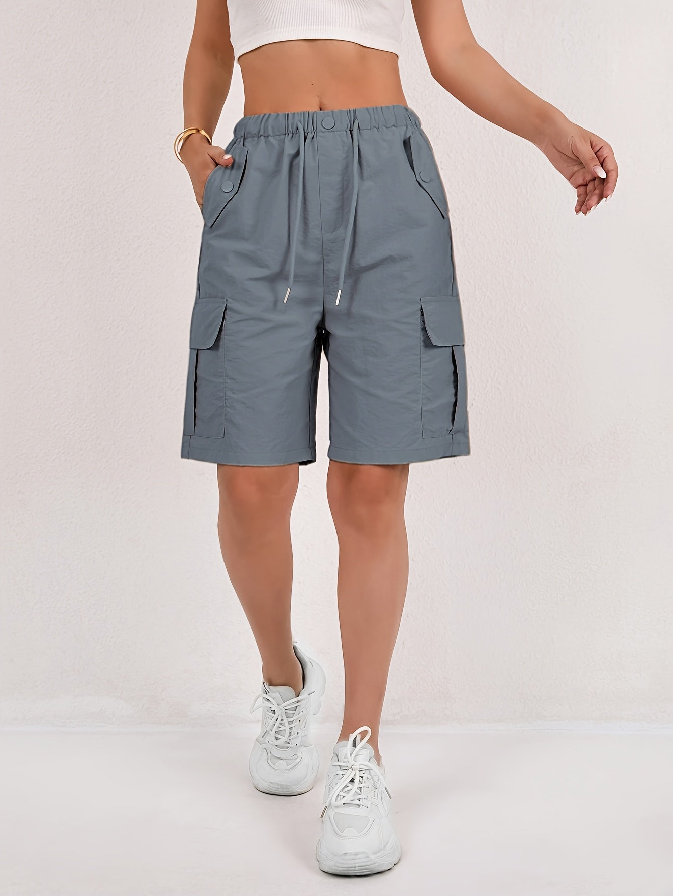 Pantalones Cortos Bermuda Cargo Rosa Sin Esfuerzo para Mujeres con Cintura Alta y Estilo Casual Relajado