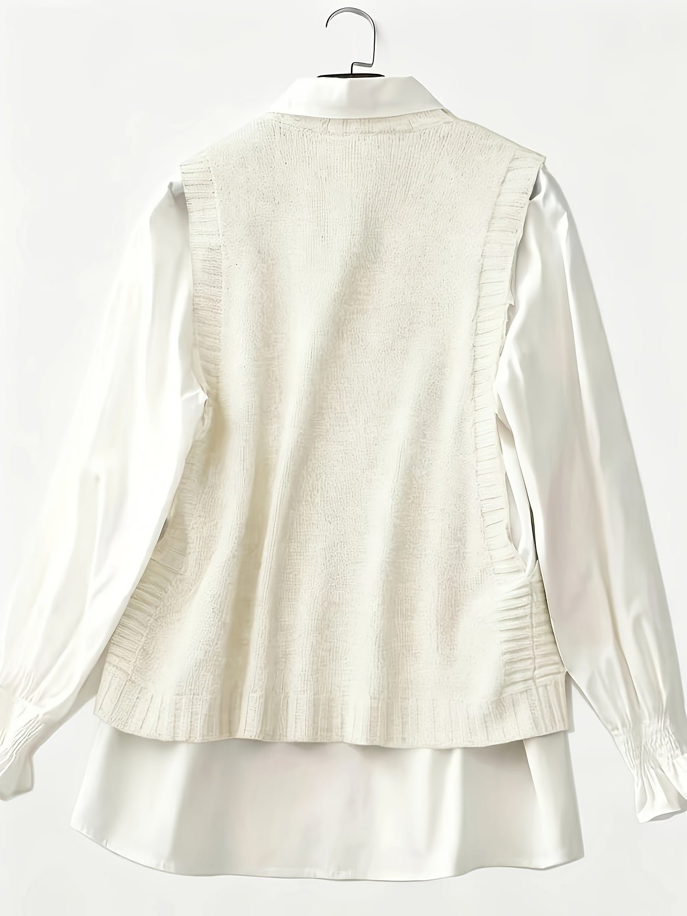 Chaleco de Suéter Cómodo para Mujeres con Cuello Redondo Sin Mangas y Detalle de Botones en Estilo Relajado y Oversized