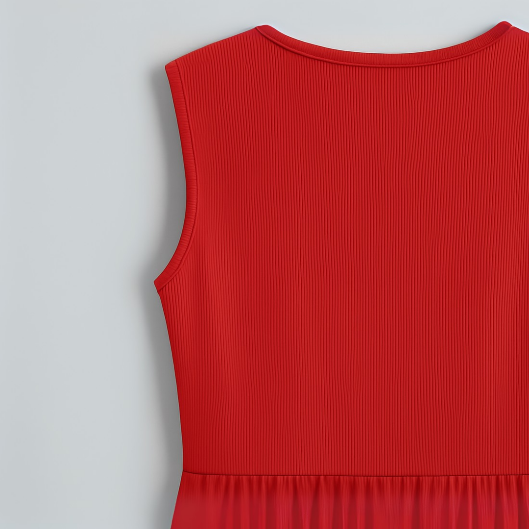 Mono de Pierna Ancha Acanalado Sin Esfuerzo para Mujeres con Escote en V y Cintura Fruncida Estilo Fluido