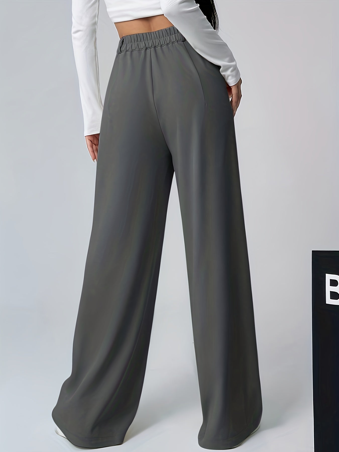Pantalones Anchos Elegantes de Caqui para Mujeres con Cintura Alta y Pliegues, Estilo Relajado