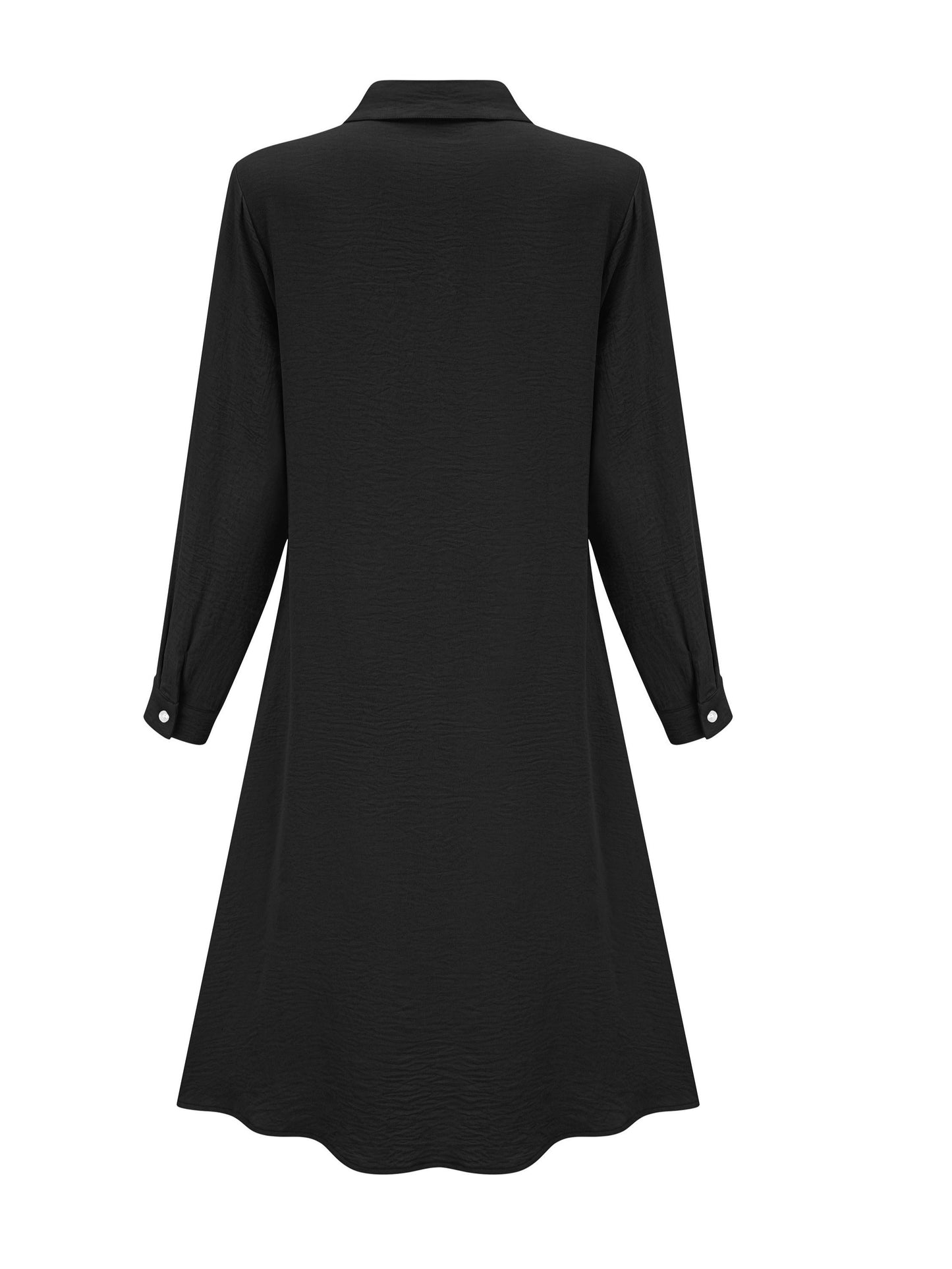 Vestido Camisa Elegante de Botones Frontal para Mujeres con Cuello y Manga Larga Estilo A Linea Fluyente