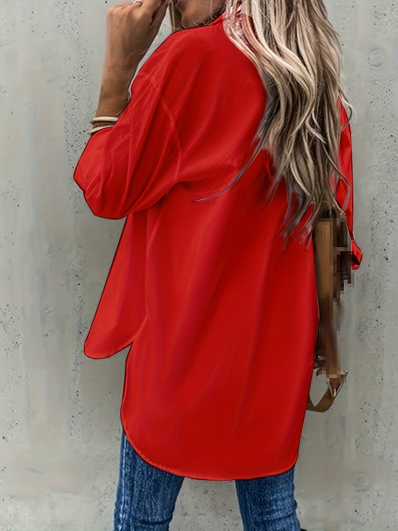 Camisa de Manga Larga de Color Sólido para Mujeres