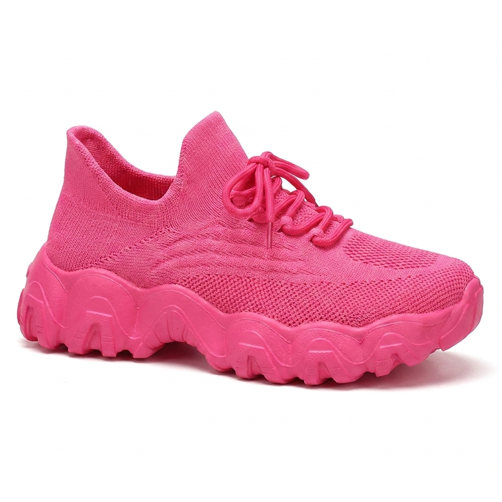 Zapatillas de Correr Cómodas para Mujeres con Parte Superior de Tejido de Malla y Suela Chunky