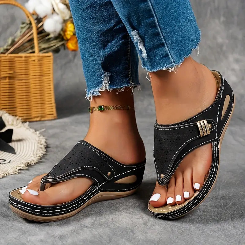 Sandalias de Tira Cómodas para Mujeres con Soporte de Arco Contorneado Estilo Flip Flop