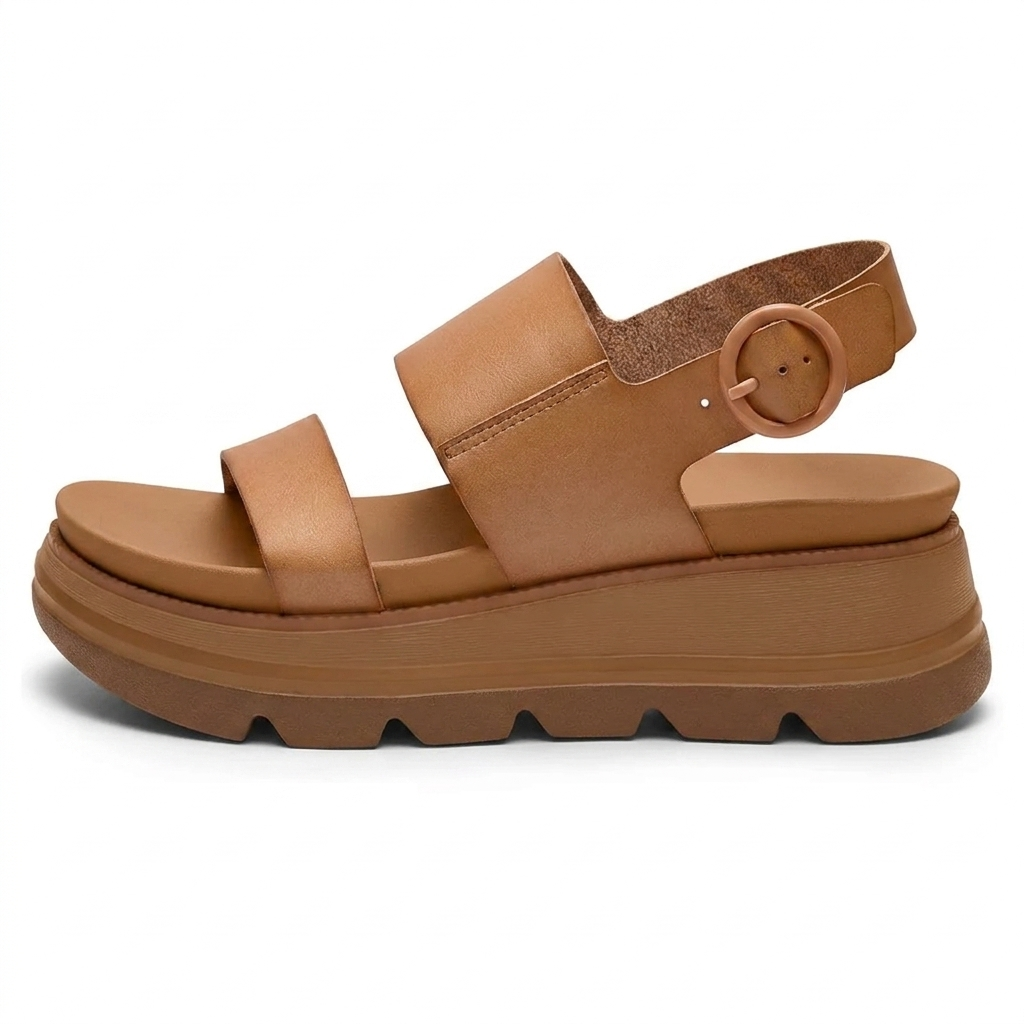 Sandalias de Plataforma Cómodas para Mujeres con Doble Correa Ancha y Suela Chunky