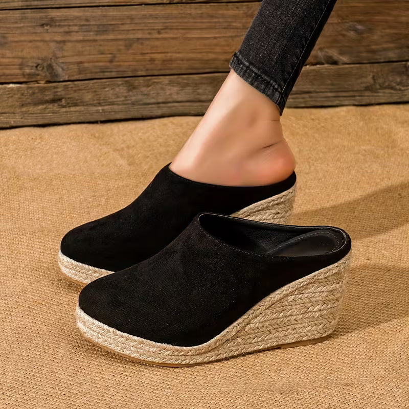 Mules Elegantes para Mujeres con Punta Cerrada Estilo Plataforma de Espadrille