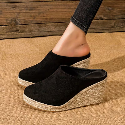 Mules Elegantes para Mujeres con Punta Cerrada Estilo Plataforma de Espadrille