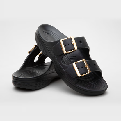 Chanclas Cómodas para Mujeres con Doble Correa y Suela de Espuma Acolchada Impermeable Estilo Slip On