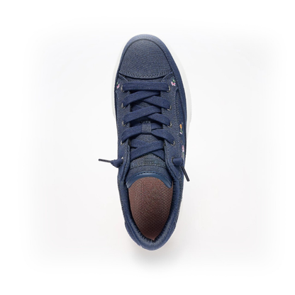 Zapatillas Cómodas para Mujeres con Bordado Floral en Lona y Estilo Bajo con Cordones