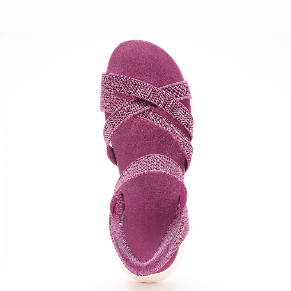 Sandalias Cómodas para Mujeres con Correa de Estiramiento Tejida, Suela Acolchada y Hebilla en el Tobillo, Estilo Deportivo