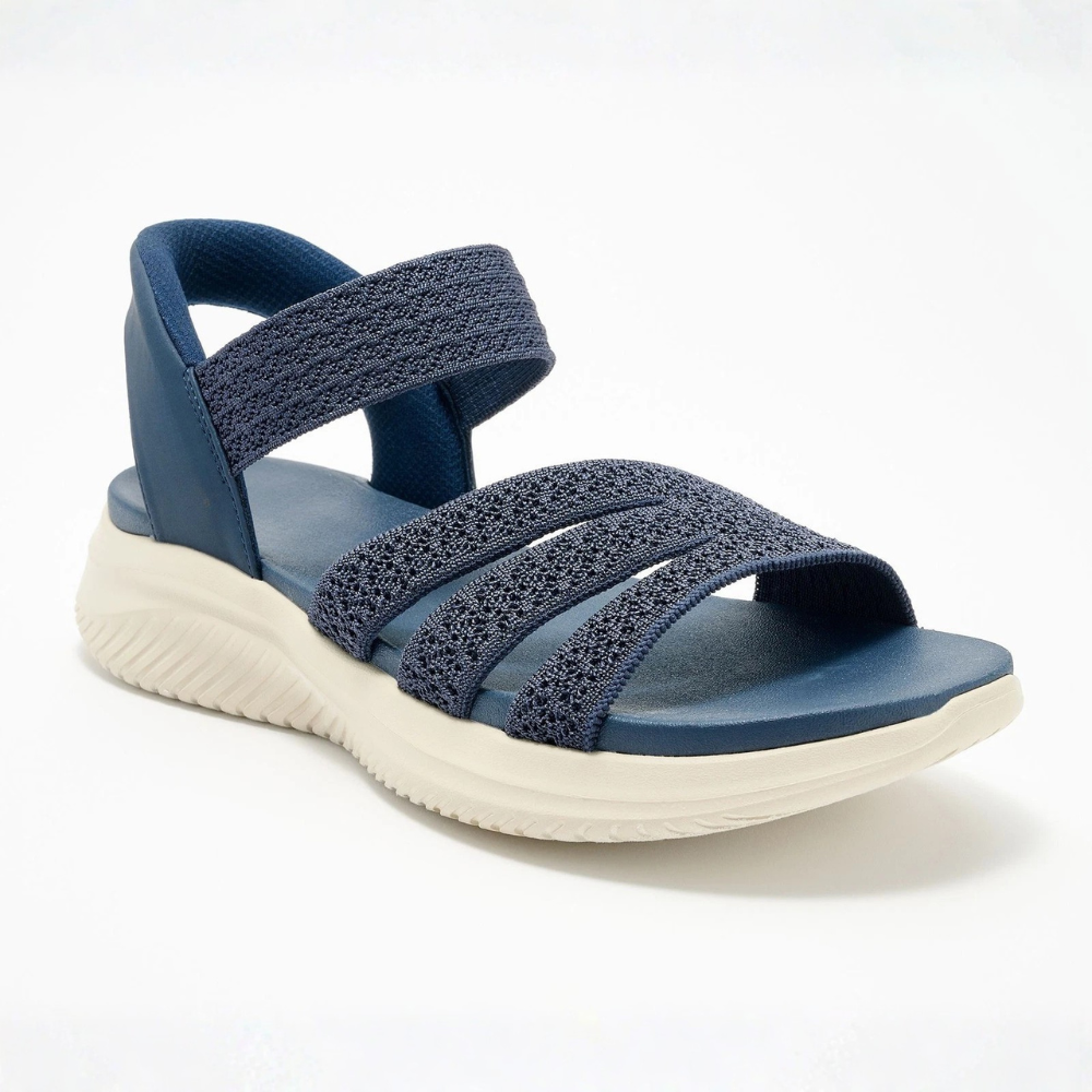 Sandalias Cómodas para Mujeres con Correa de Estiramiento Tejida, Suela Acolchada y Tobillo Ajustable Estilo Deportivo