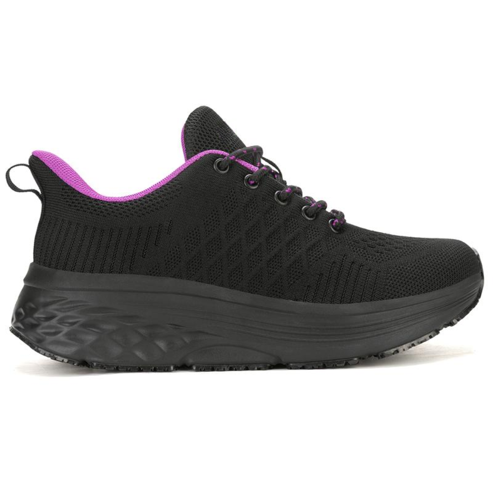 Zapatillas de Correr Negras Cómodas para Mujeres con Suela Acolchada de Malla Transpirable y Cordones