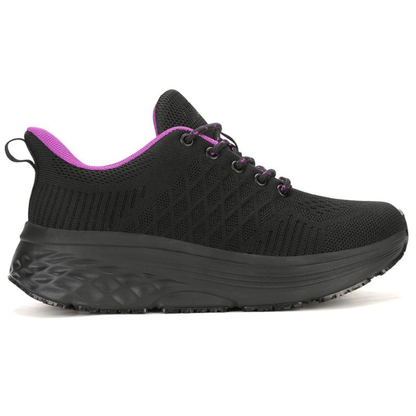 Zapatillas de Correr Negras Cómodas para Mujeres con Suela Acolchada de Malla Transpirable y Cordones