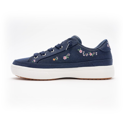 Zapatillas Cómodas para Mujeres con Bordado Floral en Lona y Estilo Bajo con Cordones