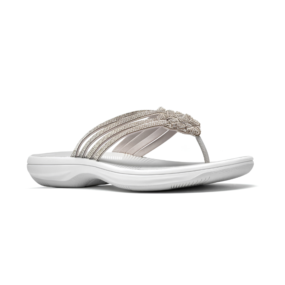 Chanclas Cómodas para Mujeres con Tira Trenzada, Suela de Cuña Acolchada, Estilo Thong