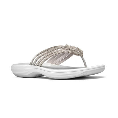 Chanclas Cómodas para Mujeres con Tira Trenzada, Suela de Cuña Acolchada, Estilo Thong