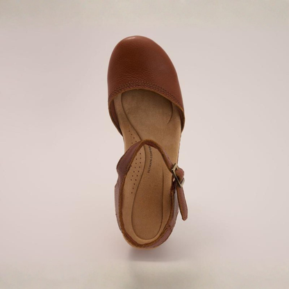 Zuecos Cómodos para Mujeres con Correa de Tobillo Ajustable, Tacón de Bloque de Madera, Punta Cerrada