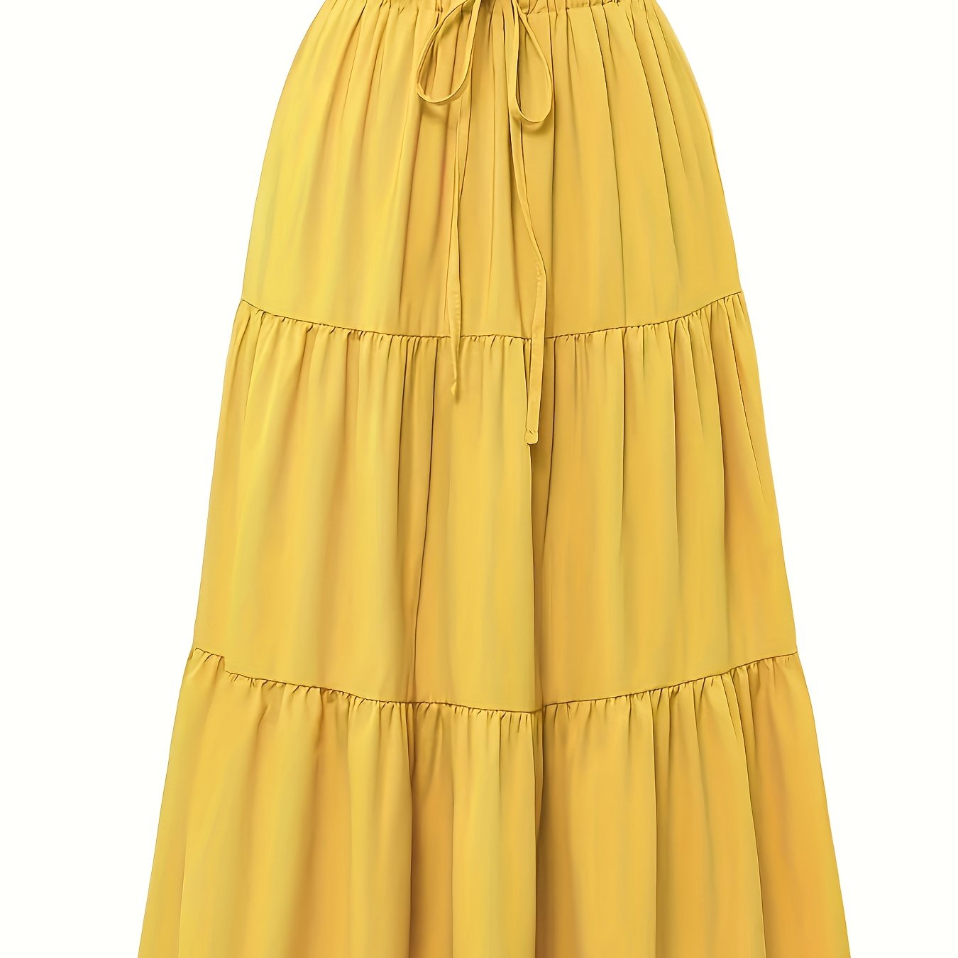 Falda Maxi Con Volantes Sin Esfuerzo para Mujeres con Cintura Paperbag y Cordón, Estilo Bohemio