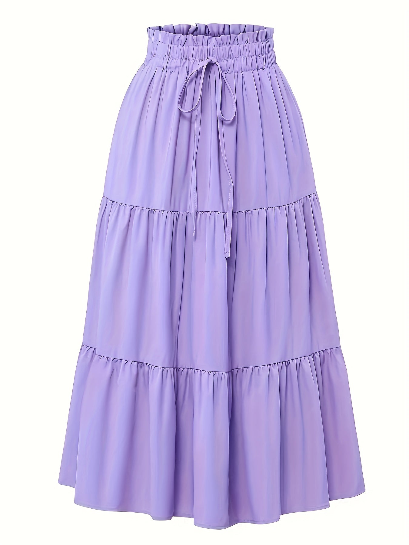 Falda Maxi Con Volantes Sin Esfuerzo para Mujeres con Cintura Paperbag y Cordón, Estilo Bohemio