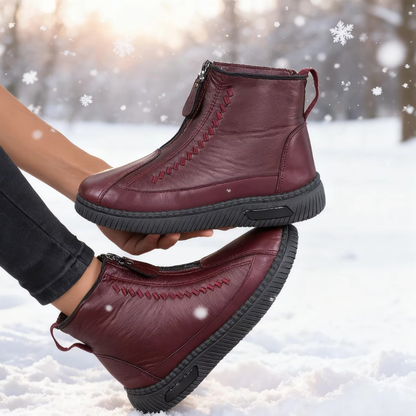 Zapatos de Invierno Cómodos para Mujeres con Forro de Forro Polar Estilo Botín con Cierre Lateral